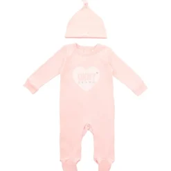 Baby Piger sovepose med knyttet hue sæt Pink