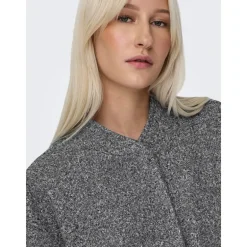 Bomberjakke i Boucle til kvinder Mørkegrå Melange