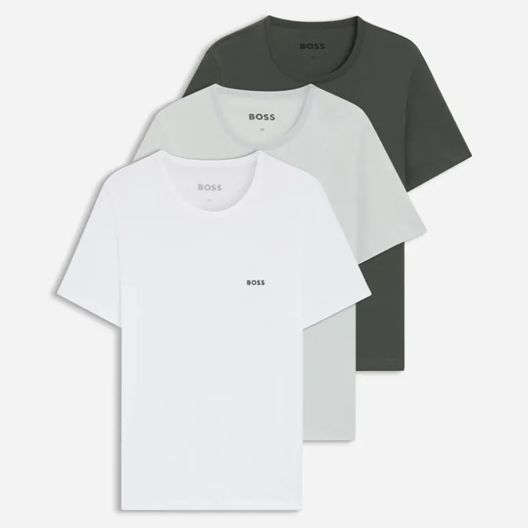 BOSS Herre Tre Pak T-Shirts Hvid/Light Grey/Charcoal