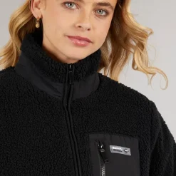 Dame Akita Lang Lynlås Fleece Sort