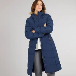 Dame Audrey Vandtæt Foret Hættejakke Navy