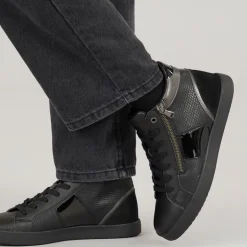 Dame Blomie Høj Top Lynlås Træningssko Sort