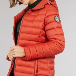 Dame Briarlea Polstret Hætte Mellemlang Frakke Burnt Orange