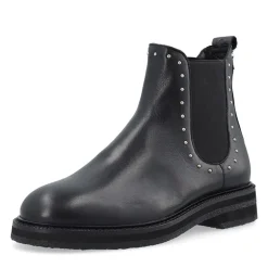 Dame Casbetty Chelsea støvler m. nitter læder Sort