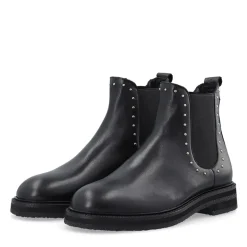 Dame Casbetty Chelsea støvler m. nitter læder Sort