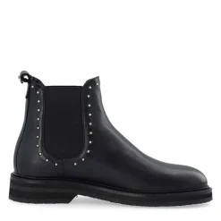 Dame Casbetty Chelsea støvler m. nitter læder Sort