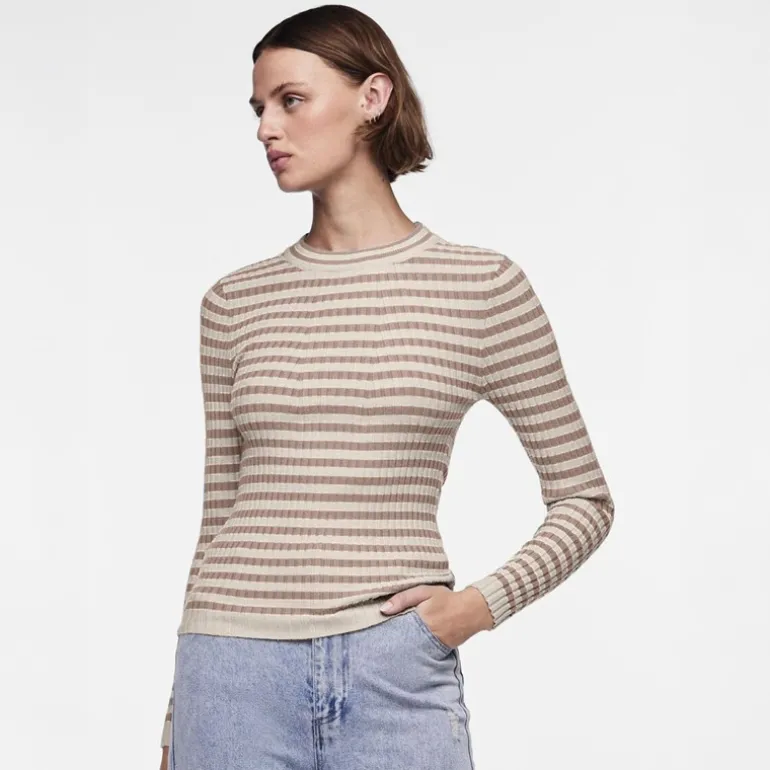 Dame Crista O Hals Strikket Sweater Fossil