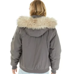 Dame Cropped Fur Parka Grå