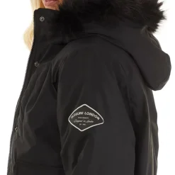 Dame Cropped Fur Parka Sort