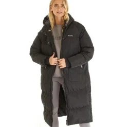 Dame Dans Hætte Fyldt Jakke Sort