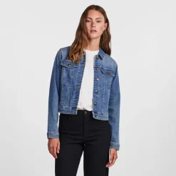 Dame denim jakke Medium Blue Denim