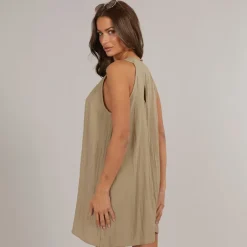 Dame Evalina Halterneck Mini Kjole Sølv Mink