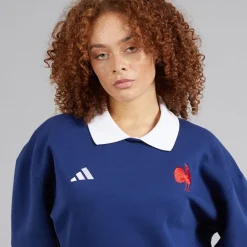 Dame FFC Frankrig Rugby Langærmet Sweatshirt Dark Blue/​Hvid