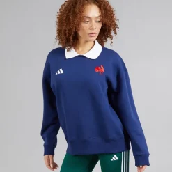 Dame FFC Frankrig Rugby Langærmet Sweatshirt Dark Blue/​Hvid