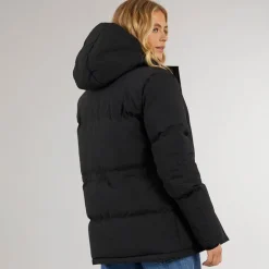 Dame Fina Mellem Lang Puffer Jakke Sort
