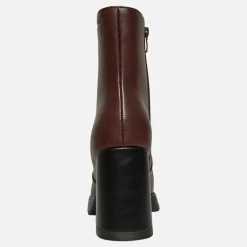 Dame Firkantet Tå Hæl Støvler Burgundy