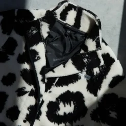 Dame Gorla Borg Fleece Vinter Hvid /​ Sort Leopard