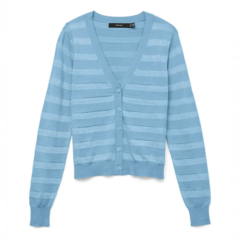 Dame Happy Shine V-hals cardigan luftig blå