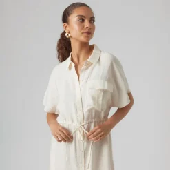 Dame Iris Kortærmet Skjorte Kjole Pearled Ivory