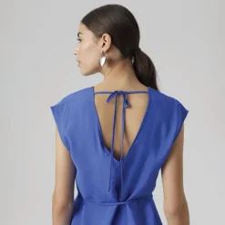 Dame Iris V-udskæring Mini Kjole Blændende Blå