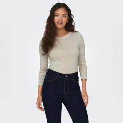 Dame JDY Suma Uld Blandings Top Whitecap Grå