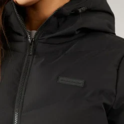 Dame Lang Foret Jakke Med Slids Sort