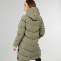 Dame lang split zoom puffer jakke Olive