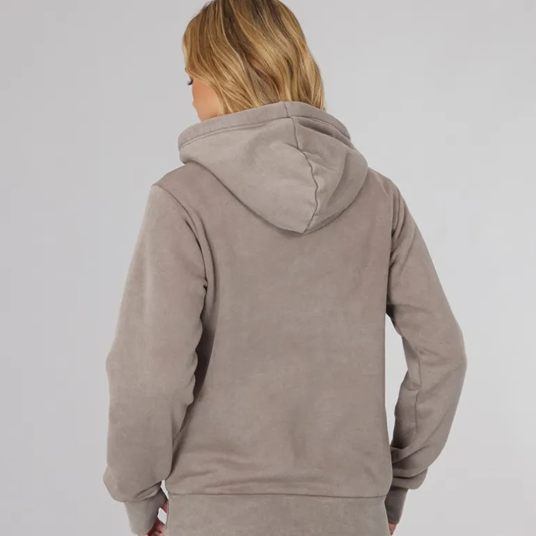 Dame Lerenna Hættetrøje Varm Vasket Taupe