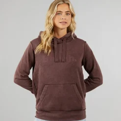 Dame Lerenna Hættetrøje Vasket Lilla Vin