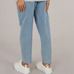 Dame Lisbon Høj Talje Mom Jeans Lyseblå Denim