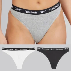 Dame Lotty 3-pak Bomuld Tanga Sort/​Hvid/​Grå Melange