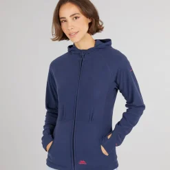Dame Marathon Fuld Zip Hætte Fleece Jakke Navy /​ Pink