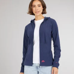 Dame Marathon Fuld Zip Hætte Fleece Jakke Navy /​ Pink