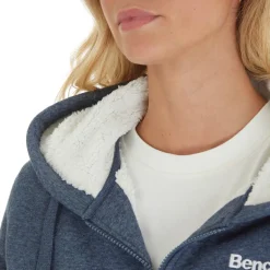 Dame Mintz Teddyforet Zip-gennem Trøje Marine Melange