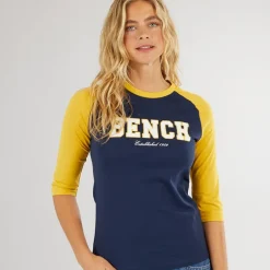Dame Morr 3/​4 Ærme T-shirt Navy /​ Sennep