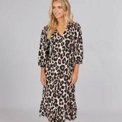 Dame Olivia Slå-om Midi Kjole Cloud Dancer