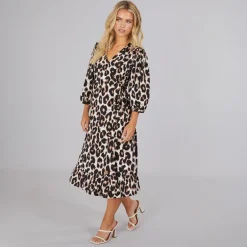 Dame Olivia Slå-om Midi Kjole Cloud Dancer