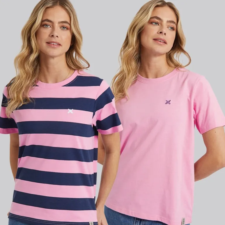 Dame Oxbow To-pak T-shirts Pink/Navy