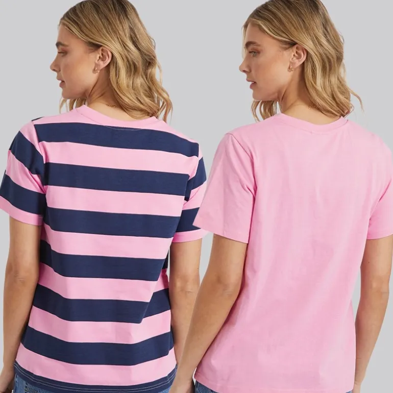 Dame Oxbow To-pak T-shirts Pink/Navy