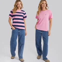 Dame Oxbow To-pak T-shirts Pink/Navy