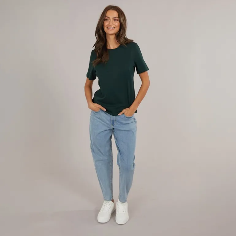 Dame Paulina Kort Ærme T-Shirt Pine Grove