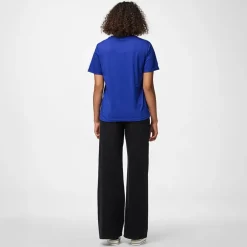 Dame Ria fold op ensfarvet t shirt Mazarine Blue