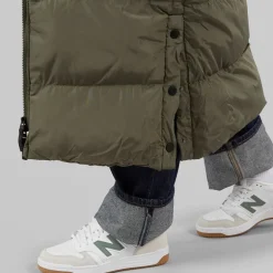 Dame Ryelle Maxi Lang Puffer Jakke Khaki