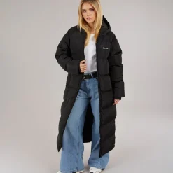 Dame Ryelle Maxi Længde Pufferjakke Sort