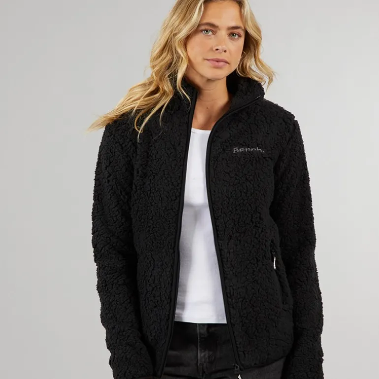 Dame Sherpa Fleece Jakke Sort