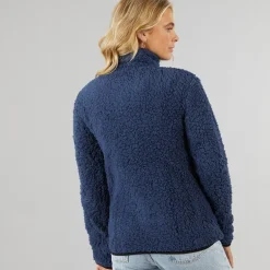 Dame Sherpa Fleece Jakke Blå