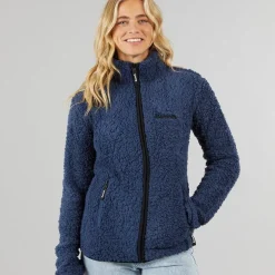 Dame Sherpa Fleece Jakke Blå