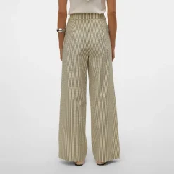 Dame Siv Stribede Bukser Lysegrøn