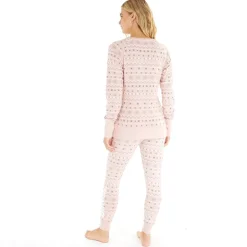 Dame Soffi Loungewear Set Stoflig Rosa Fairisle