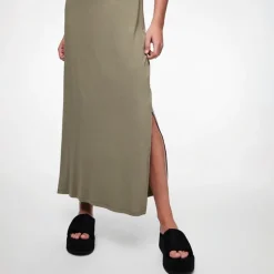 Dame Sofia Kortærmet Maxi Kjole Dyb Lichen Grøn